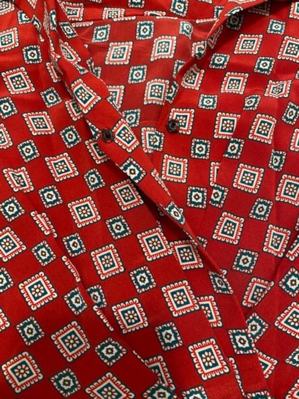 Sandro Red Geometric Print Silk Mini Dress Size 4 - Picture 6 of 15